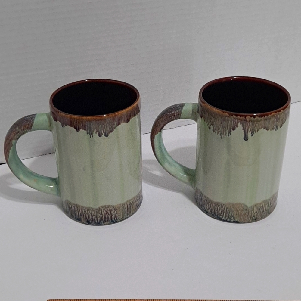 OREGON Rustic Green and Brown Ceramic Mugs Set of 2 NWT - Picture 5 of 5